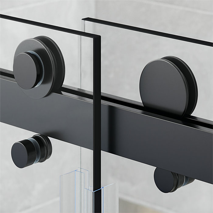 Unikoo 56'' 60'' W x 72'' H Double Sliding Frameless Shower Door with